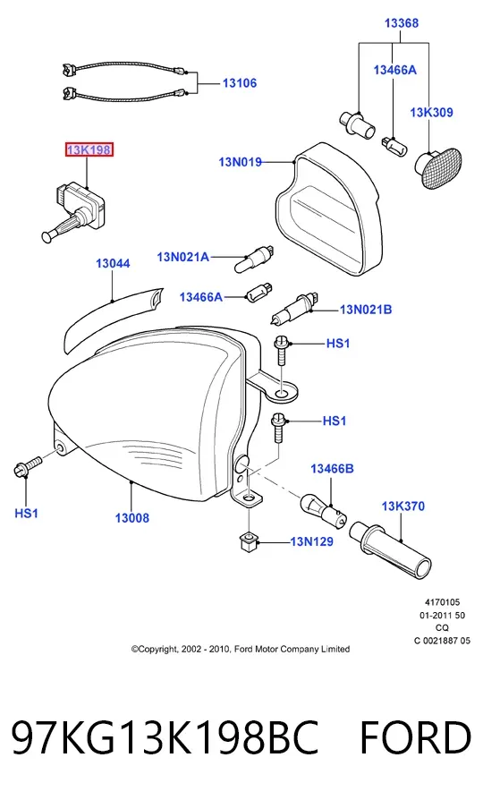 Коректор фар 97KG13K198BC Ford