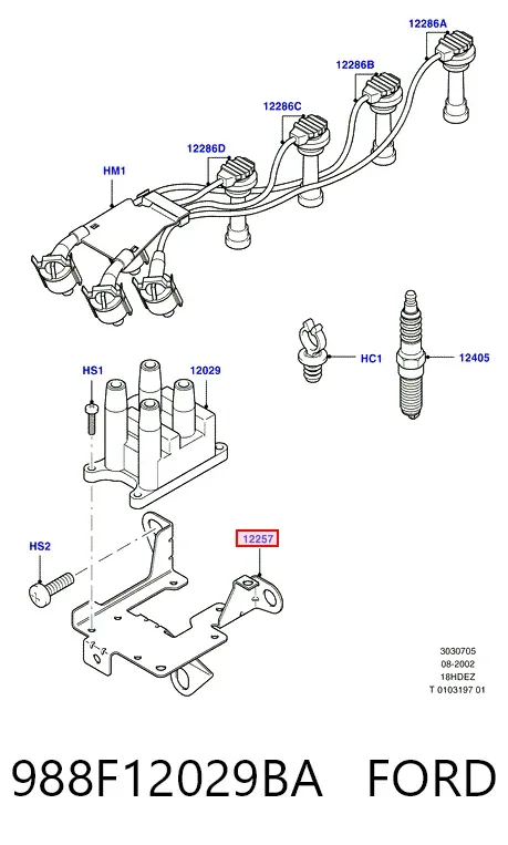 Котушка запалювання 988F12029BA Ford