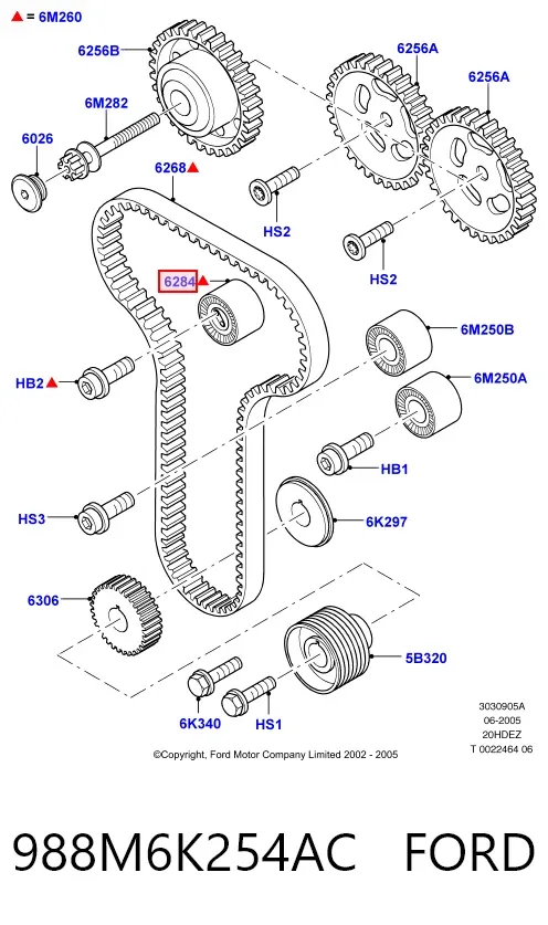Ролик натягувача ременя ГРМ 988M6K254AC Ford