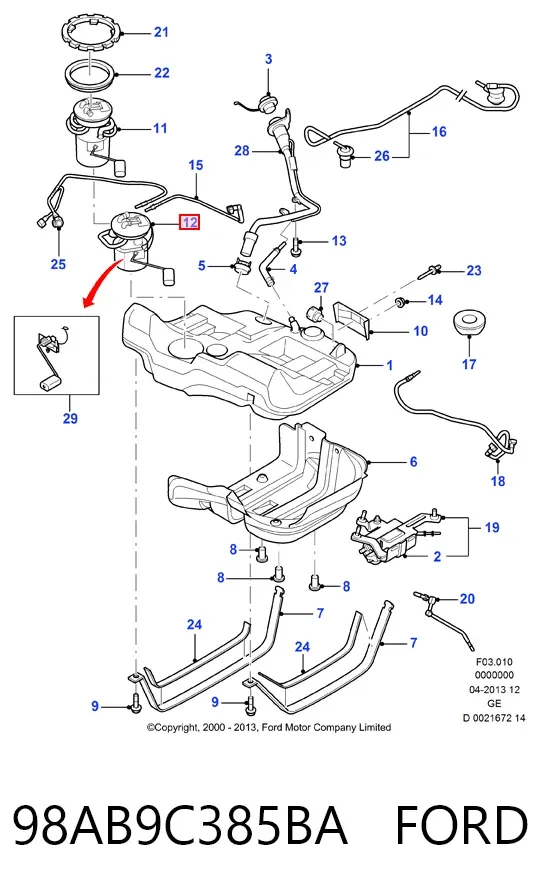 Бензонасос 98AB9C385BA Ford