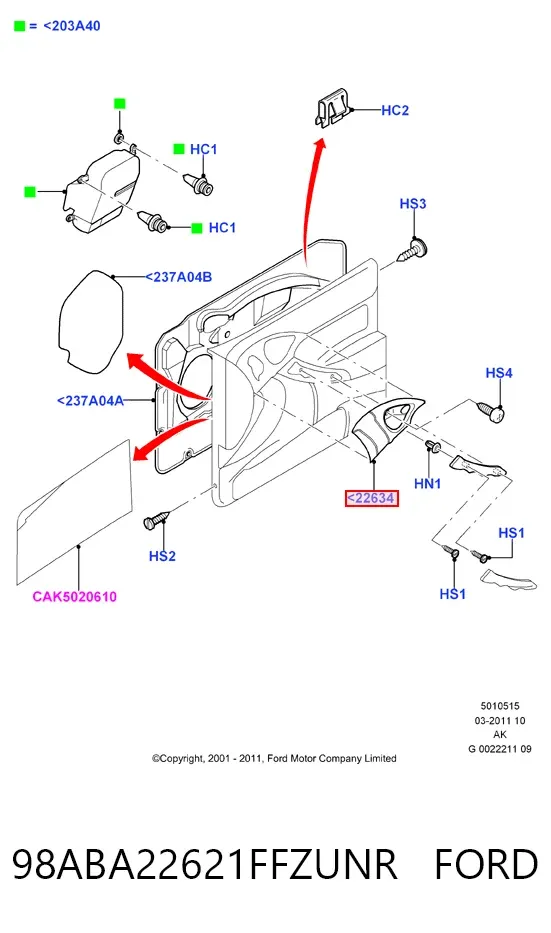  98ABA22621FFZUNR Ford