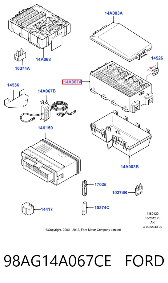 Блок запобіжників 98AG14A067CE Ford