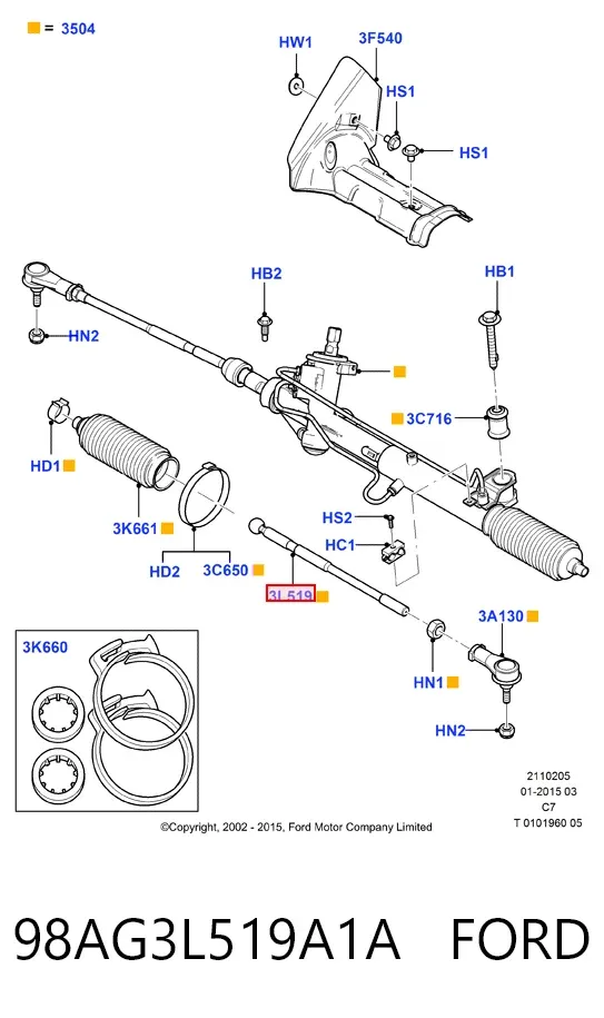Рульова тяга 98AG3L519A1A Ford