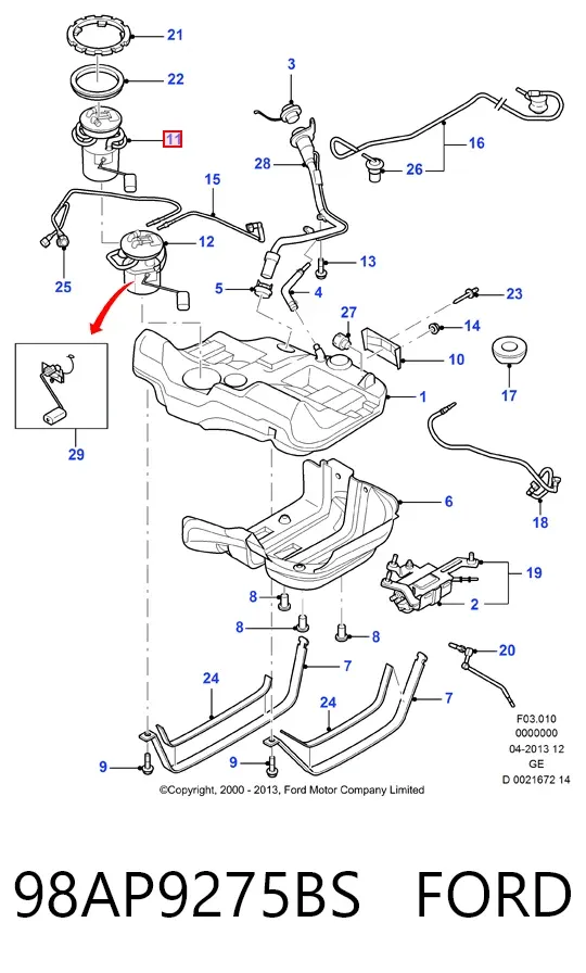 Бензонасос 98AP9275BS Ford