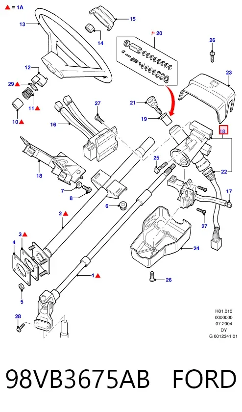 Корпус замка запалювання 98VB3675AB Ford