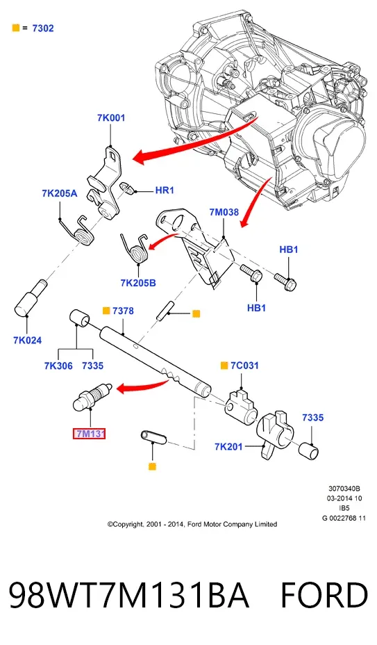 Фіксатор штока вибору передач КПП 98WT7M131BA Ford