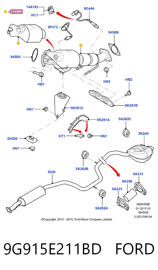 Каталізатор 9G915E211BD Ford