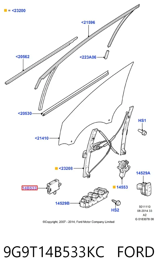 Блок комфорту передніх дверей 9G9T14B533KC Ford