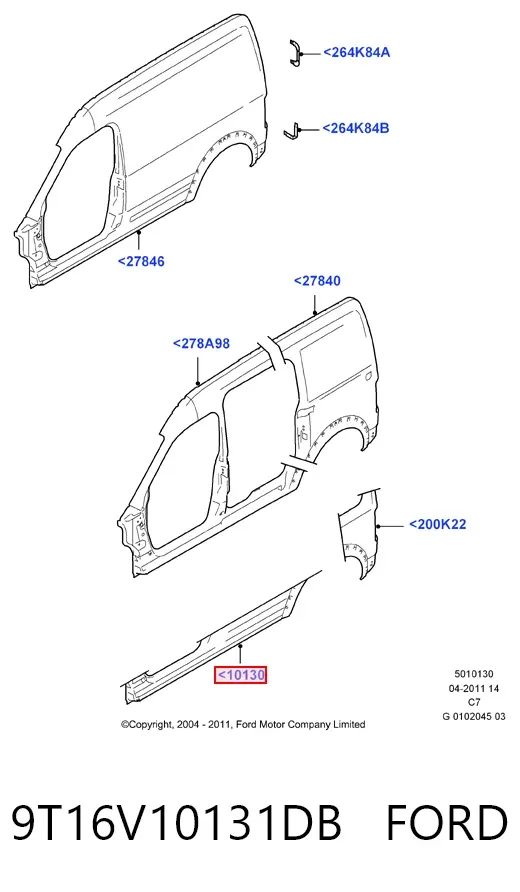 Поріг зовнішній лівий 9T16V10131DB Ford