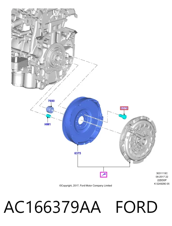 Болт кріплення маховика AC166379AA Ford