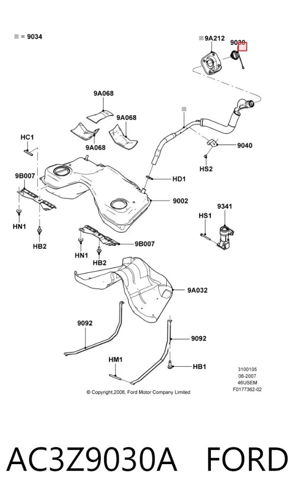 Пробка бензобаку AC3Z9030A Ford
