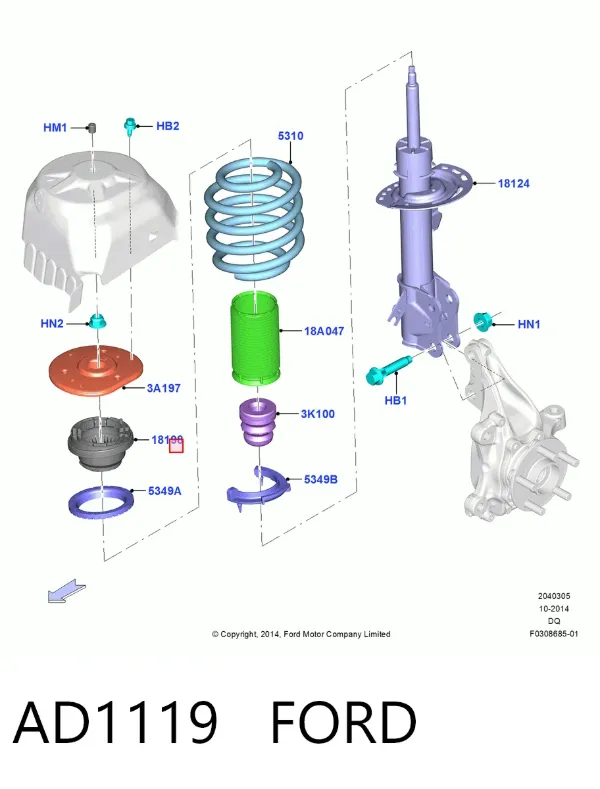 Підшипник опорний амортизатора, переднього AD1119 Ford