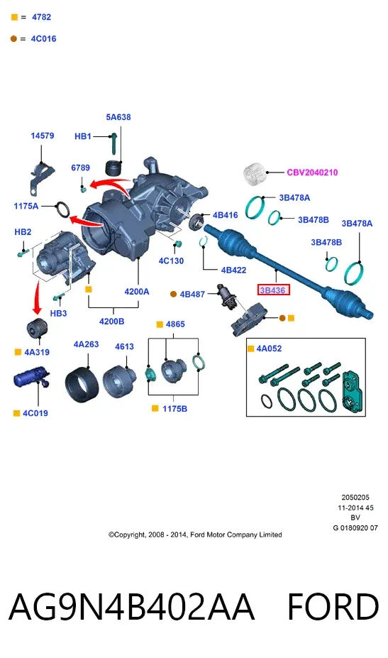 Піввісь задня AG9N4B402AA Ford
