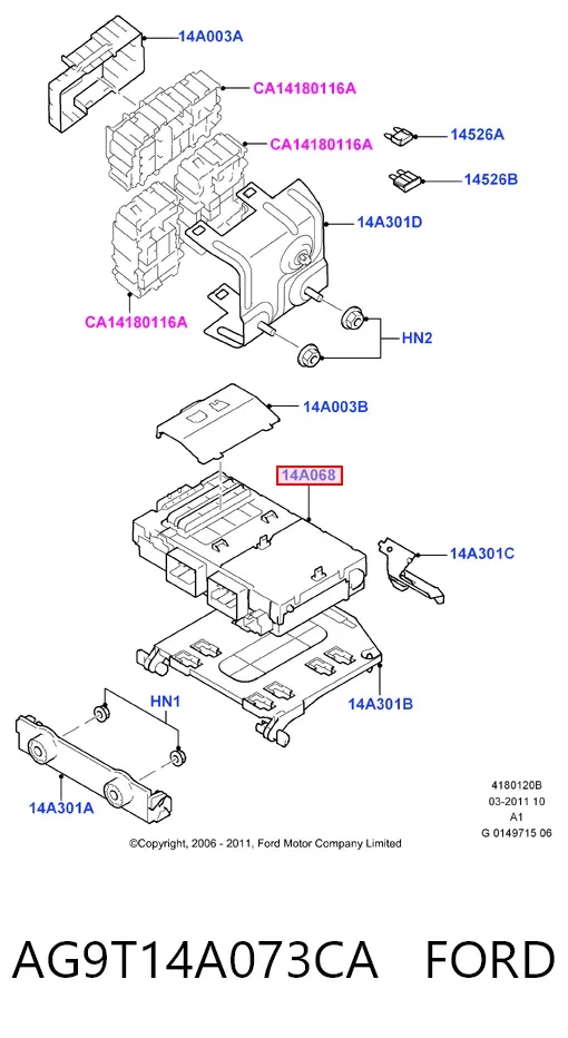 Блок запобіжників AG9T14A073CA Ford