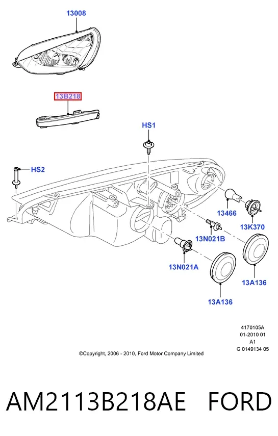 Фара денного світла, права AM2113B218AE Ford