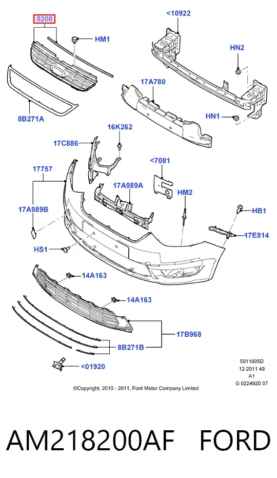 Решітка радіатора AM218200AF Ford