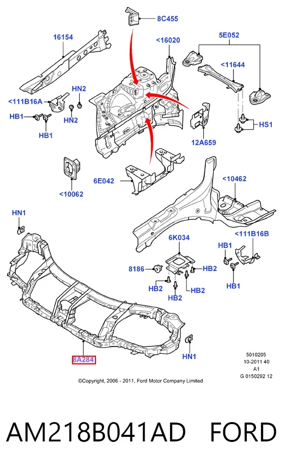 Рамка радіатора AM218B041AD Ford