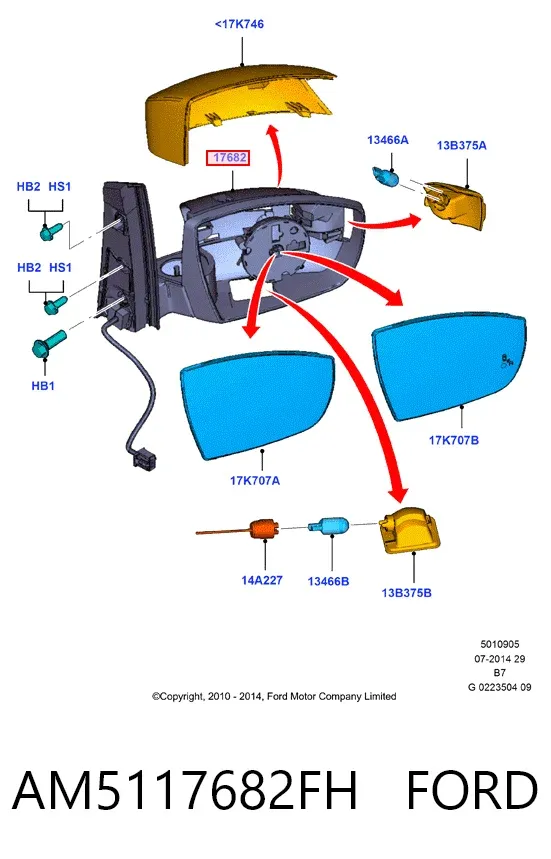 Дзеркало праве AM5117682FH Ford