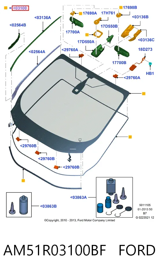 Лобове скло AM51R03100BF Ford