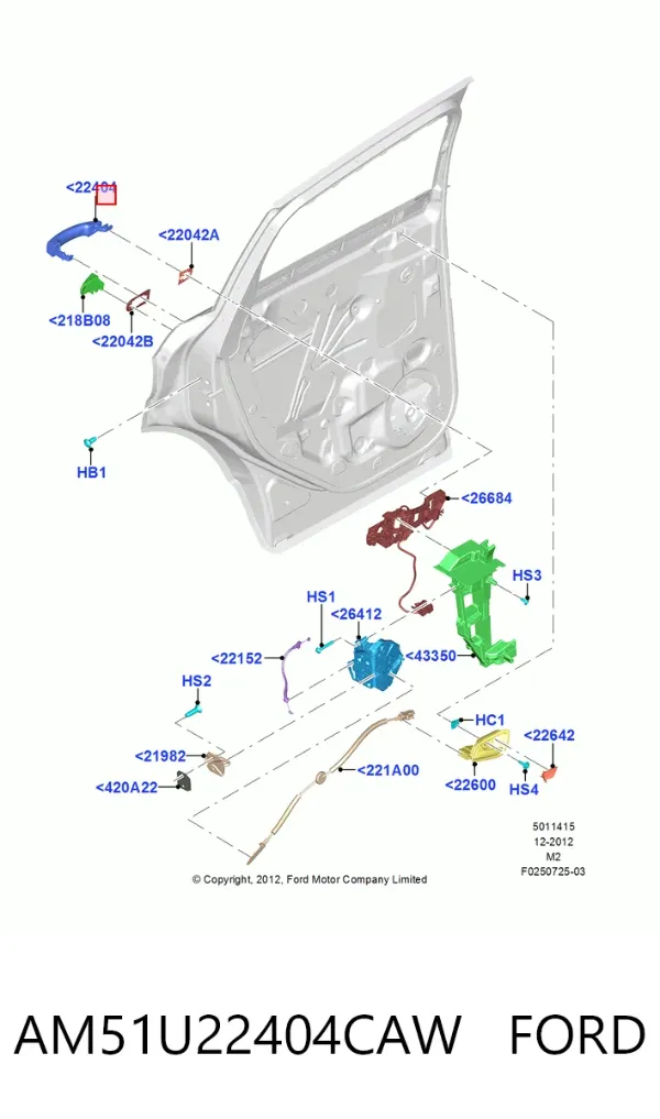 Ручка передньої двері зовнішня права AM51U22404CAW Ford