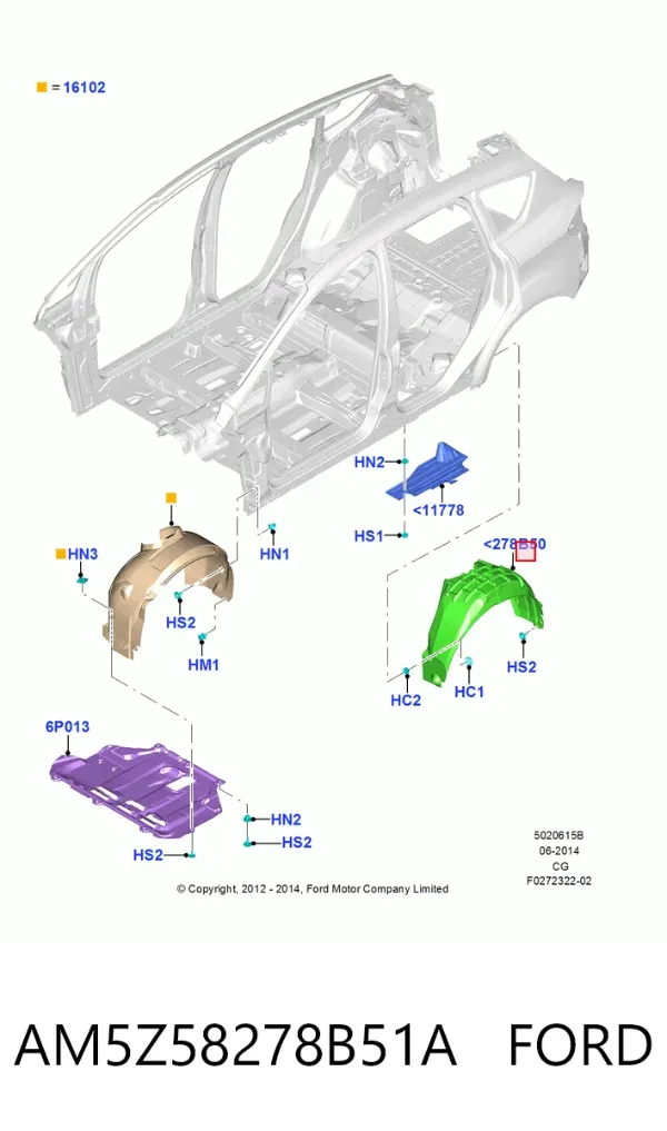 Підкрилок заднього крила, лівий AM5Z58278B51A Ford