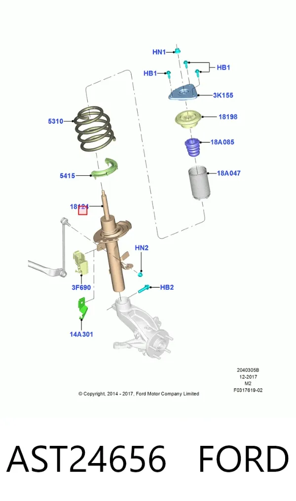 Амортизатора передній лівий AST24656 Ford