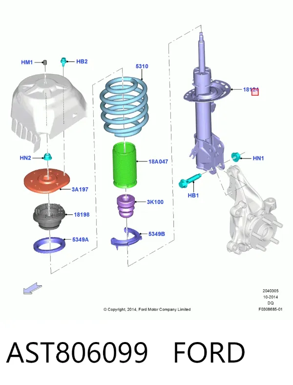Амортизатора передній лівий AST806099 Ford