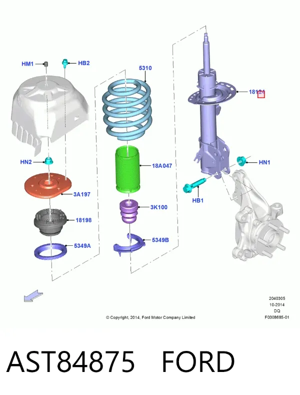 Амортизатора передній лівий AST84875 Ford