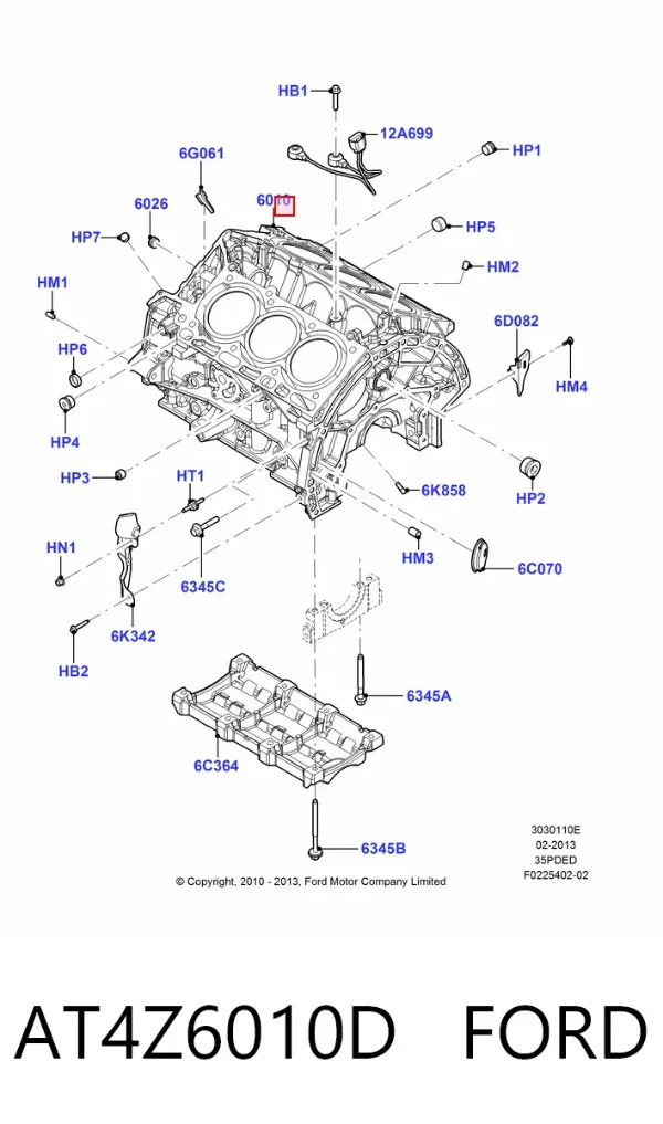 Блок циліндрів двигуна AT4Z6010D Ford