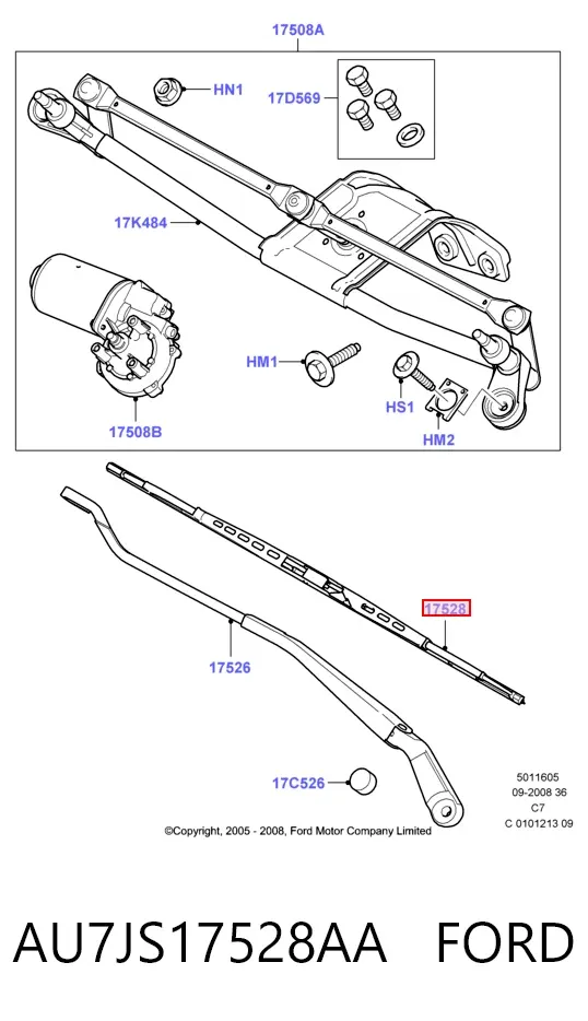Щітки склоочисника AU7JS17528AA Ford