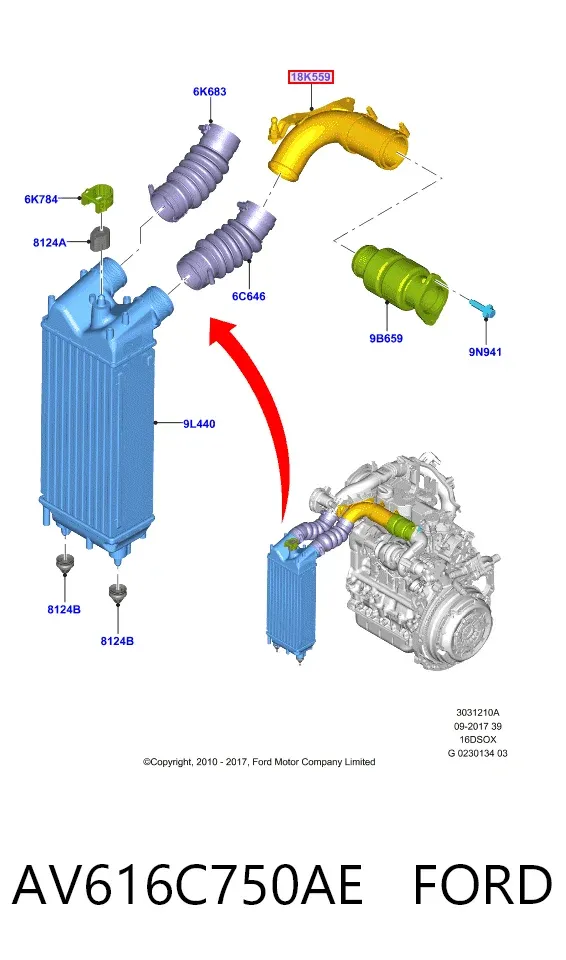 Шланг/патрубок интеркуллера AV616C750AE Ford