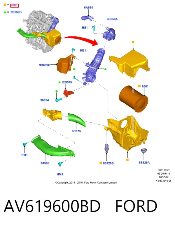 Корпус фільтра AV619600BD Ford