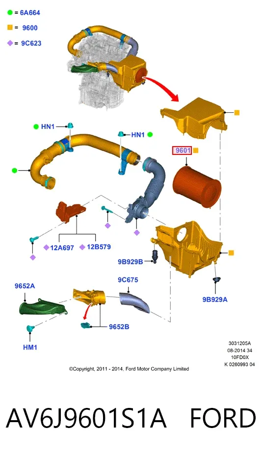 Повітряний фільтр AV6J9601S1A Ford