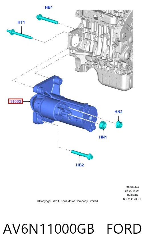 Стартер AV6N11000GB Ford