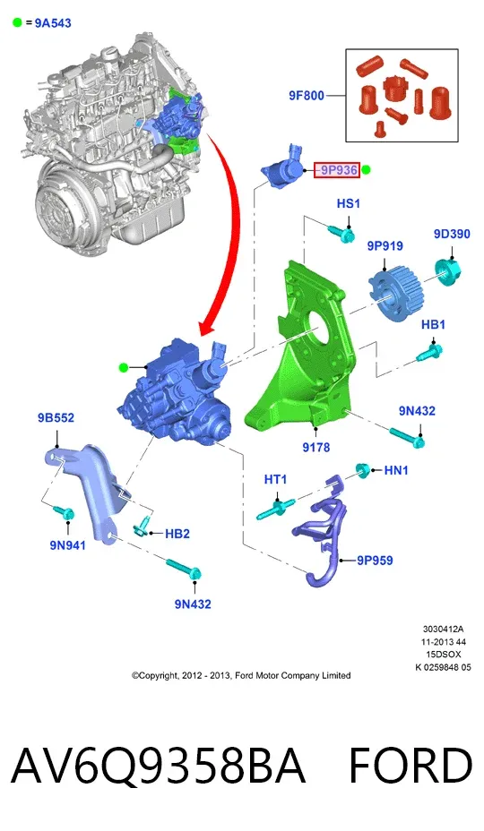 Клапан регулювання тиску, редукційний клапан ПНВТ AV6Q9358BA Ford