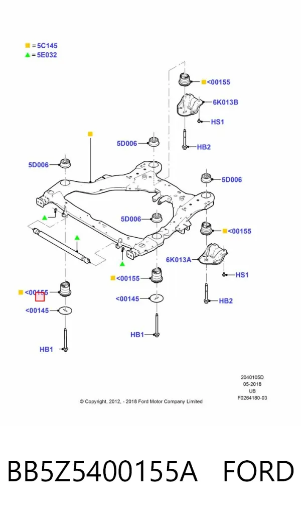 Сайлентблок передній балки/підрамника BB5Z5400155A Ford