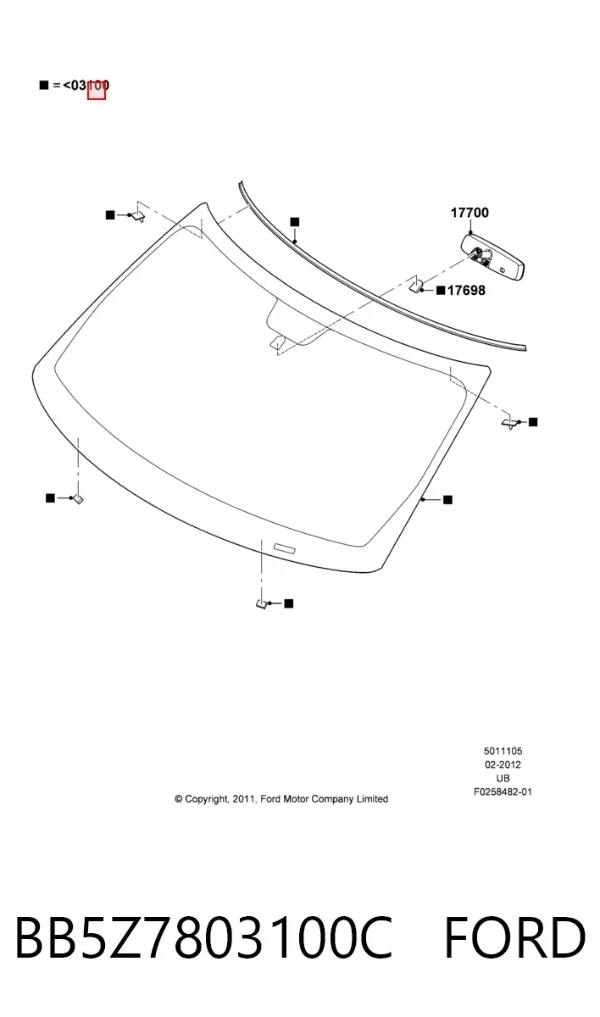 Лобове скло BB5Z7803100C Ford
