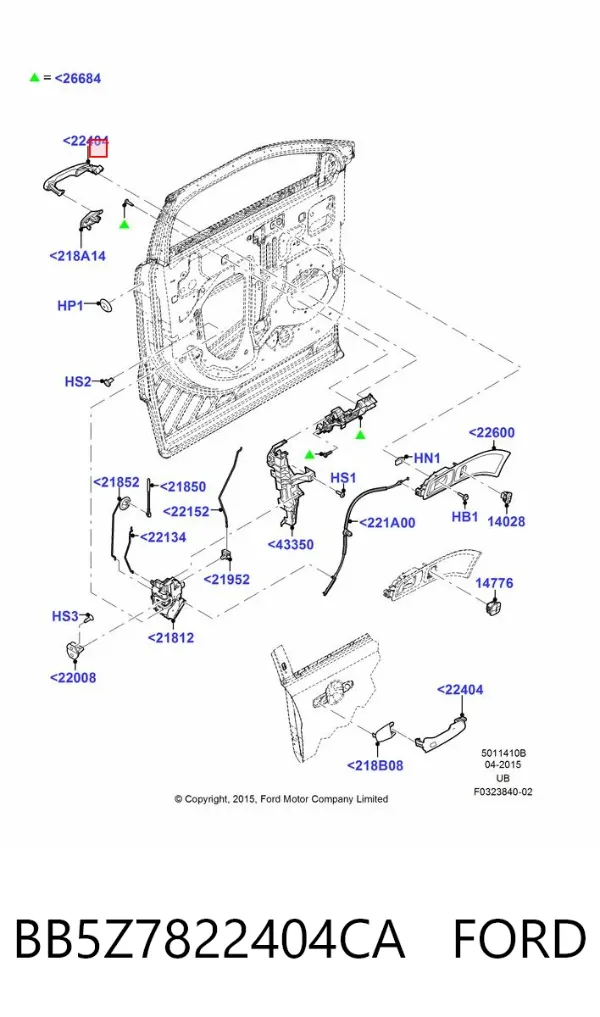 Ручка передньої двері зовнішня BB5Z7822404CA Ford