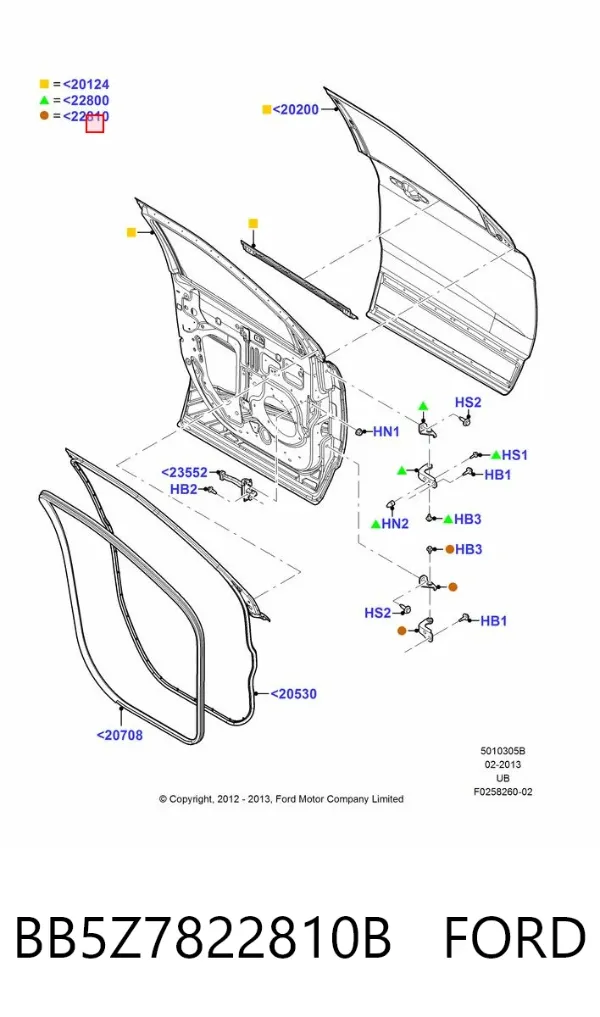 Петля передніх дверей, правої BB5Z7822810B Ford
