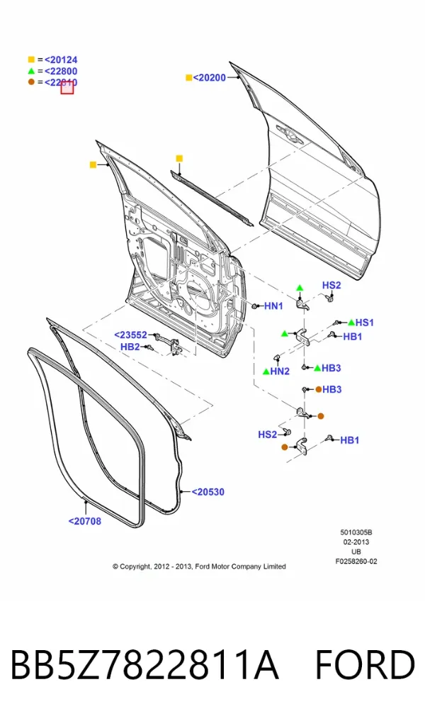 Петля передніх дверей, лівої BB5Z7822811A Ford