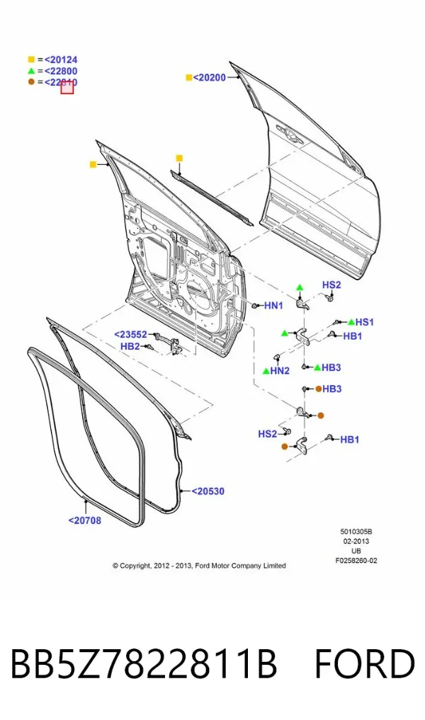Петля передніх дверей, лівої BB5Z7822811B Ford