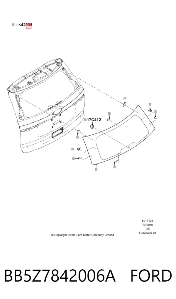 Скло заднє, 3/5-й двері (ляди) BB5Z7842006A Ford