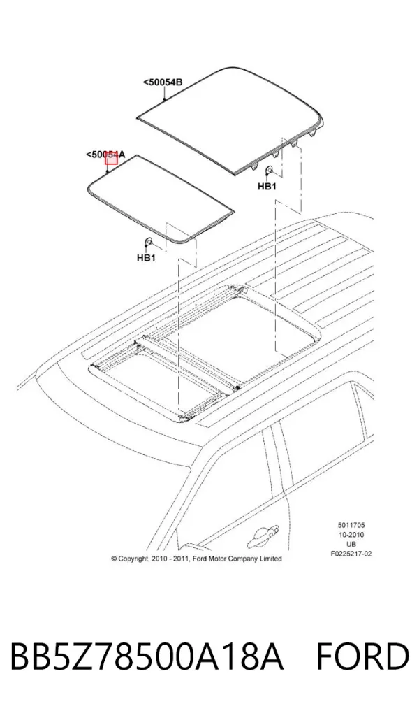Кришка люка даху передня BB5Z78500A18A Ford