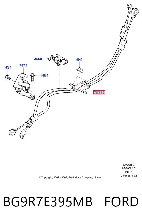 Трос перемикання передач BG9R7E395MB Ford