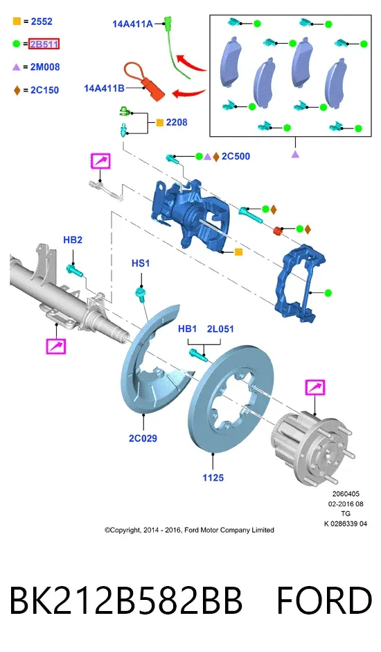 Скоба супорту заднього BK212B582BB Ford