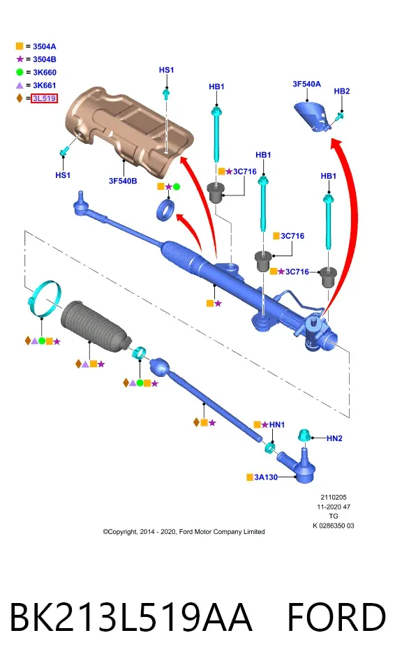 Рульова тяга BK213L519AA Ford