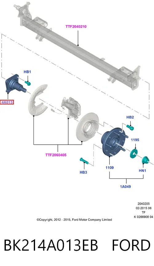 Цапфа - поворотний кулак задній BK214A013EB Ford