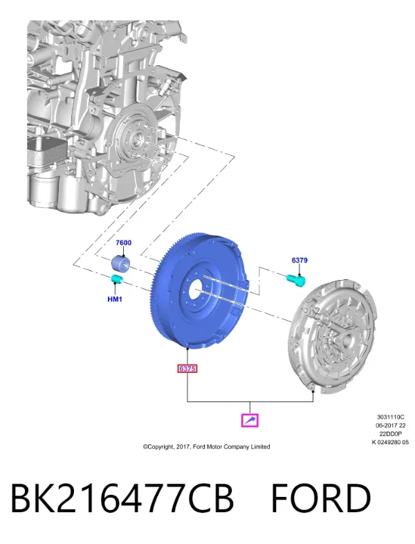 Маховик BK216477CB Ford