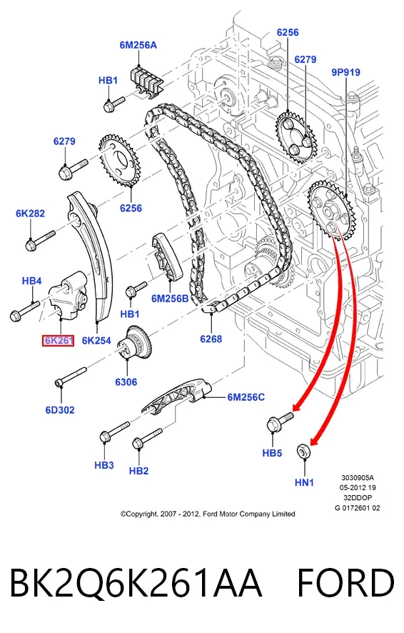 Натягувач ланцюга ГРМ BK2Q6K261AA Ford