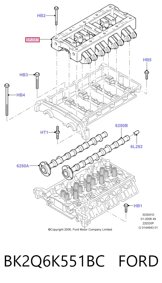 Блок коромисел/клапанних важелів (постіль) BK2Q6K551BC Ford